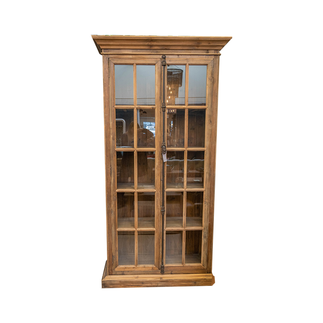 Bookcase With 2 Full Length Doors Old Pine image 0